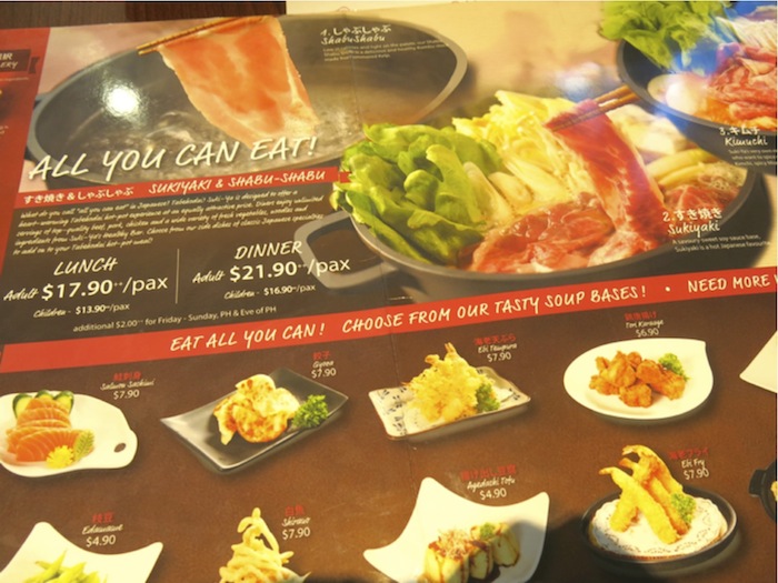 menu at Suki-ya