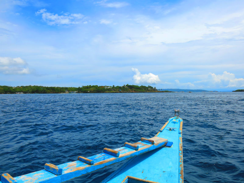 View of the deep blue sea from boat 