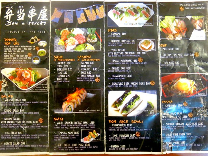 Box N Sticks Dinner Menu