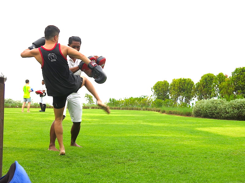 Evan doing Thai Boxing kick