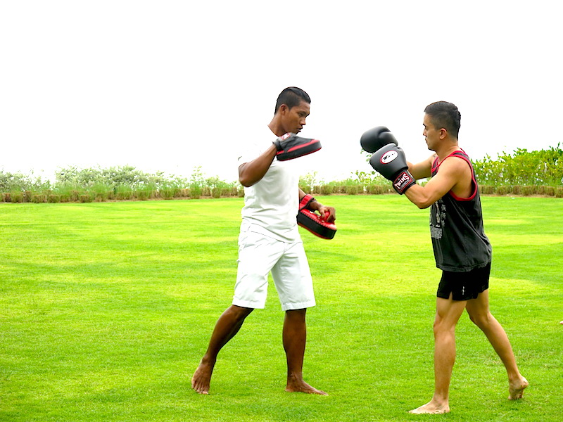 Evan training with Thai boxing trainer