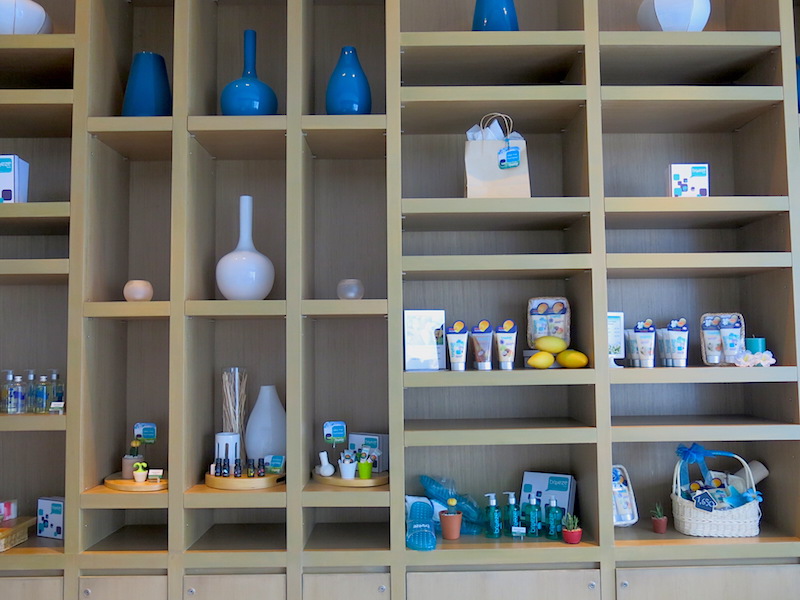 Shelf with spa products