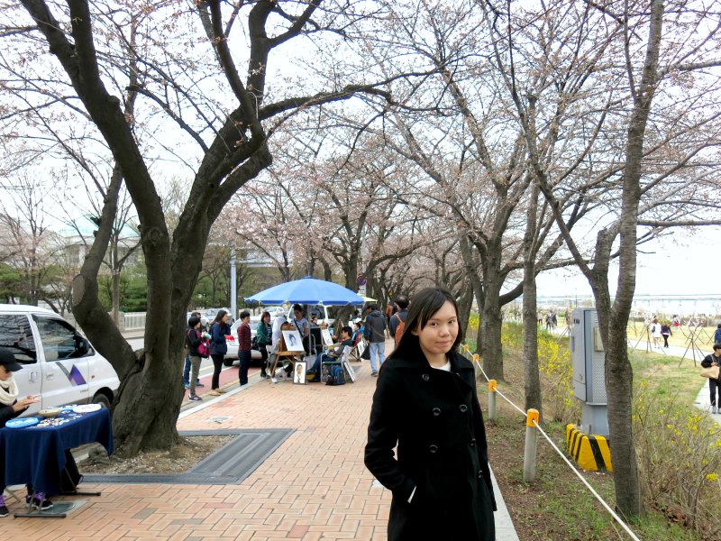 Raevian posing with Cherry Blossom Trees