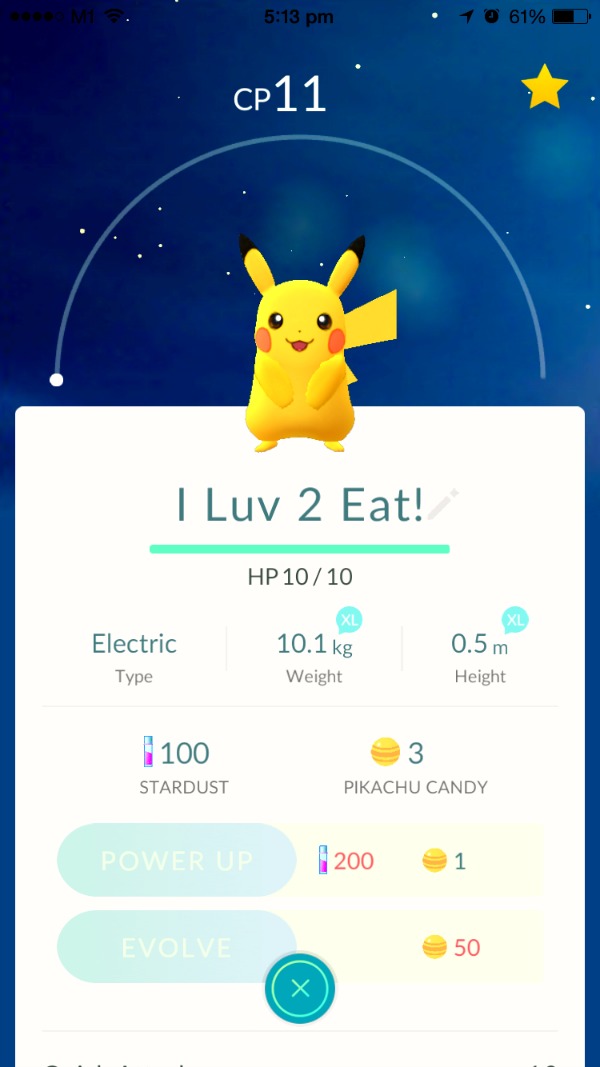 Pikachu in Pokemon Go